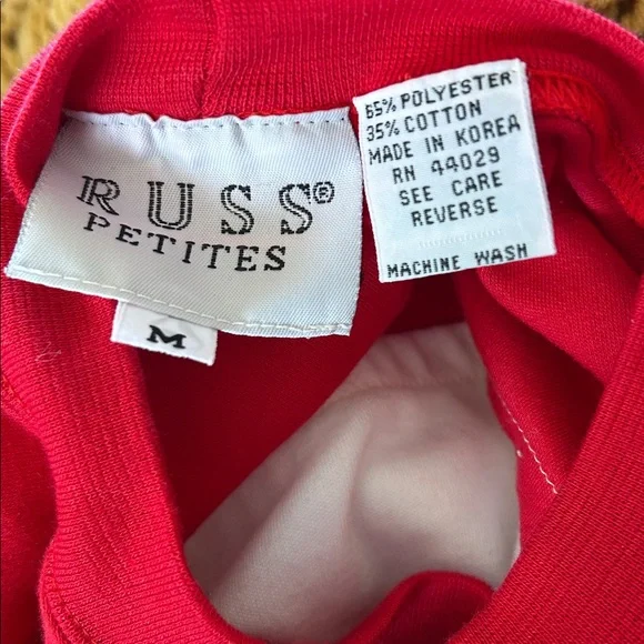 Vintage 1980’s RUSS Petites Red Anchor Pocket Graphic Thick T-Shirt Top Size M - Picture 7 of 7